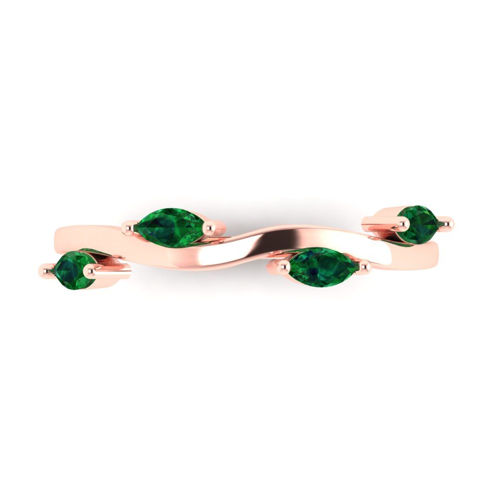 0.4 cttw Simulated Emerald Marquise Cut Rose Gold Eternity Wedding Band