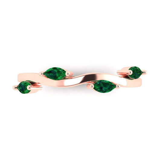 0.4 cttw Simulated Emerald Marquise Cut Rose Gold Eternity Wedding Band