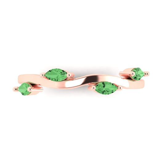0.4 cttw Simulated Green Diamond Marquise Cut Rose Gold Eternity Wedding Band