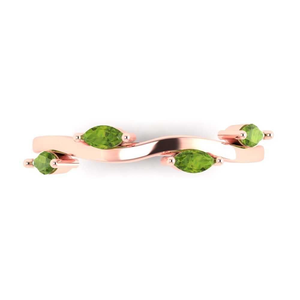 0.4 cttw Natural Peridot Marquise Cut Rose Gold Eternity Wedding Band