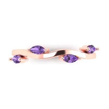 0.4 cttw Simulated Alexandrite Marquise Cut Rose Gold Eternity Wedding Band