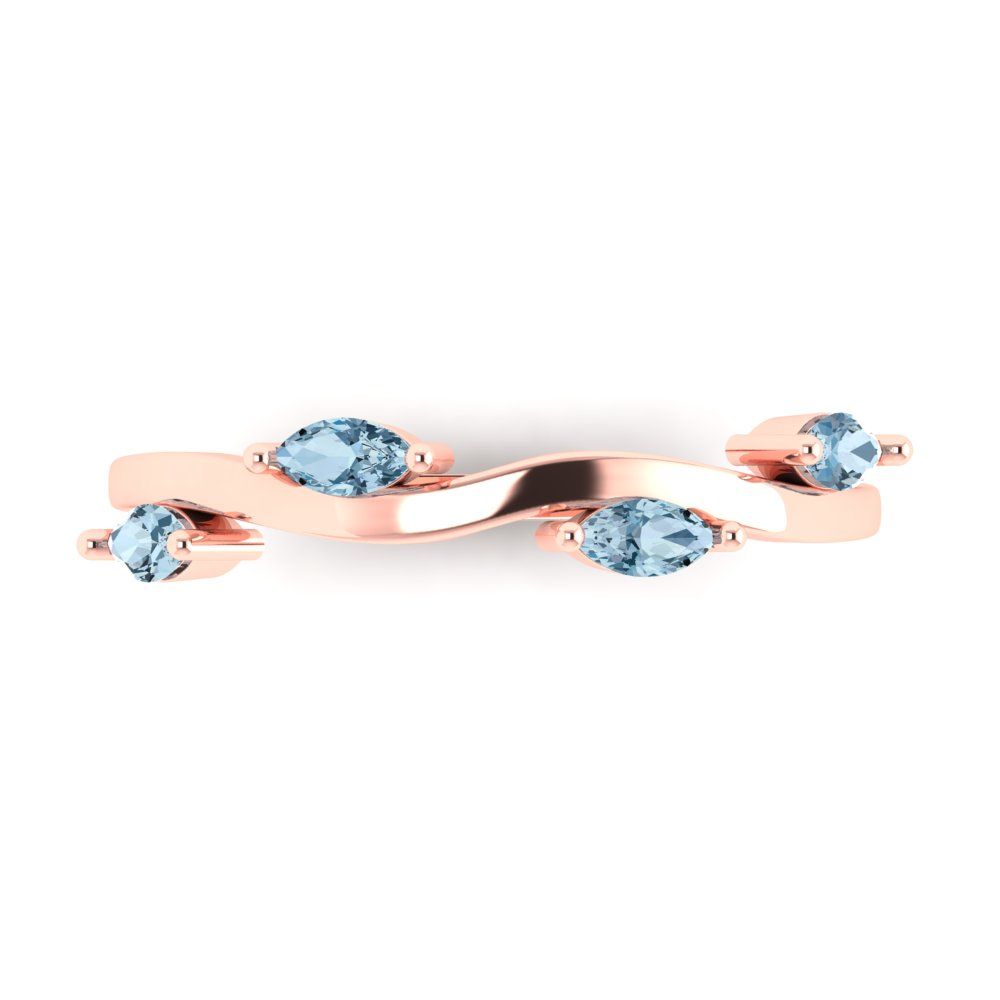 0.4 cttw Natural Aquamarine Marquise Cut Rose Gold Eternity Wedding Band