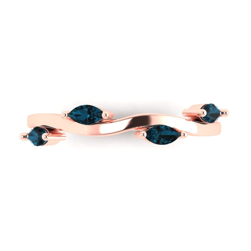 0.4 cttw Natural London Blue Topaz Marquise Cut Rose Gold Eternity Wedding Band