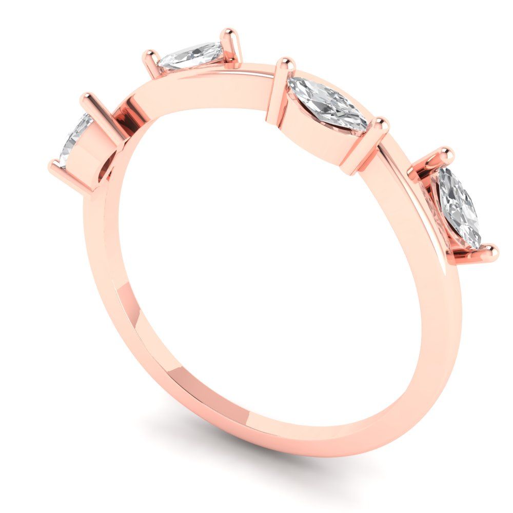 0.4 cttw Simulated Diamond Marquise Cut Rose Gold Eternity Wedding Band