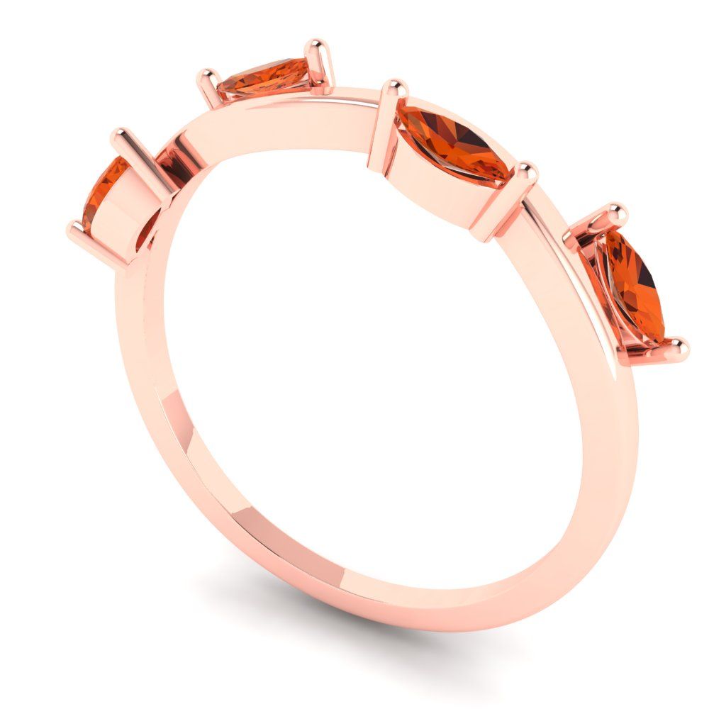 0.4 cttw Simulated Red Diamond Marquise Cut Rose Gold Eternity Wedding Band