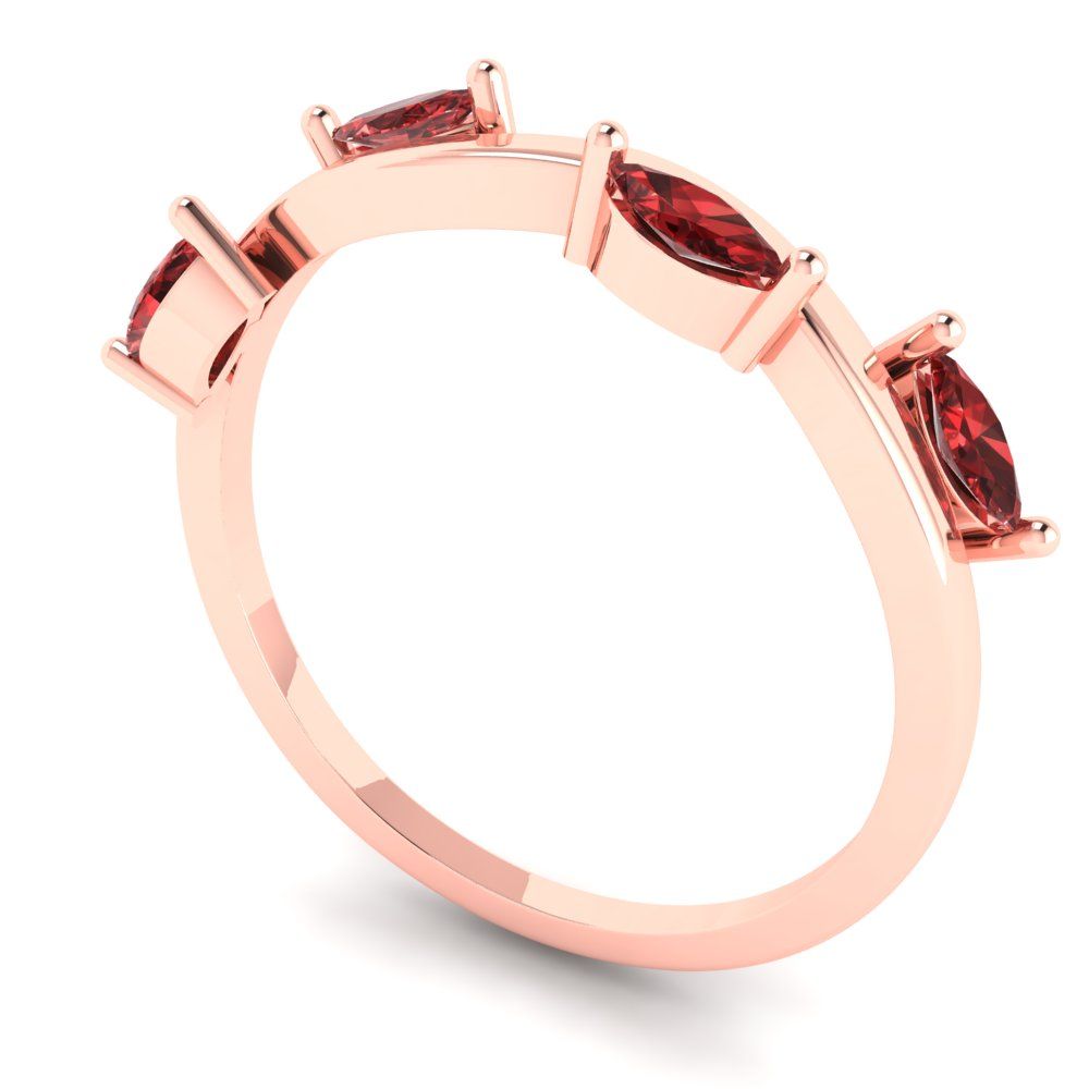 0.4 cttw Natural Garnet Marquise Cut Rose Gold Eternity Wedding Band