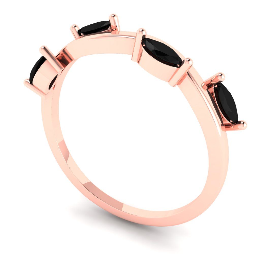 0.4 cttw Natural Onyx Marquise Cut Rose Gold Eternity Wedding Band