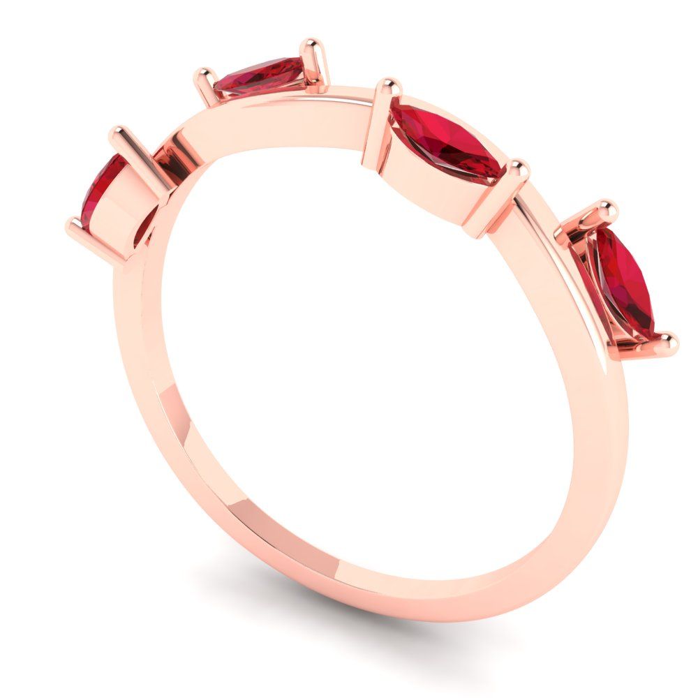 0.4 cttw Simulated Pink Tourmaline Marquise Cut Rose Gold Eternity Wedding Band