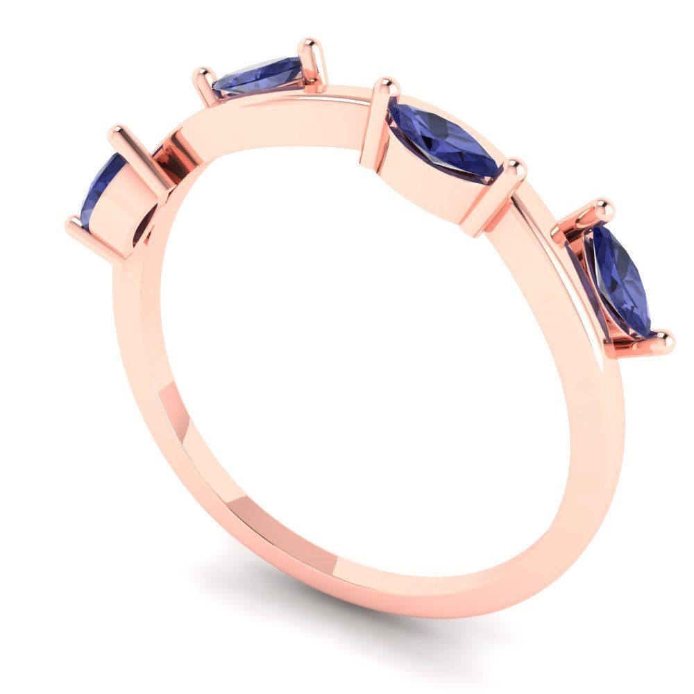 0.4 cttw Simulated Tanzanite Marquise Cut Rose Gold Eternity Wedding Band