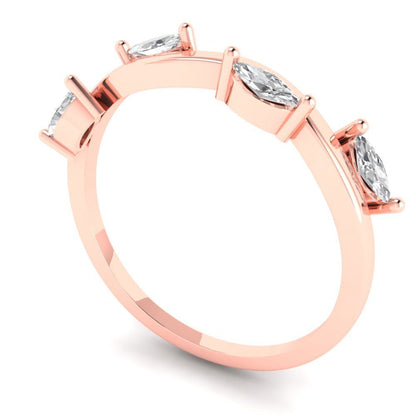0.4 cttw Moissanite Marquise Cut Rose Gold Eternity Wedding Band