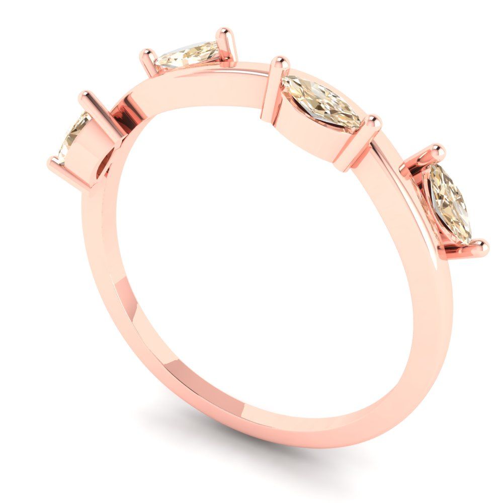 0.4 cttw Natural Morganite Marquise Cut Rose Gold Eternity Wedding Band