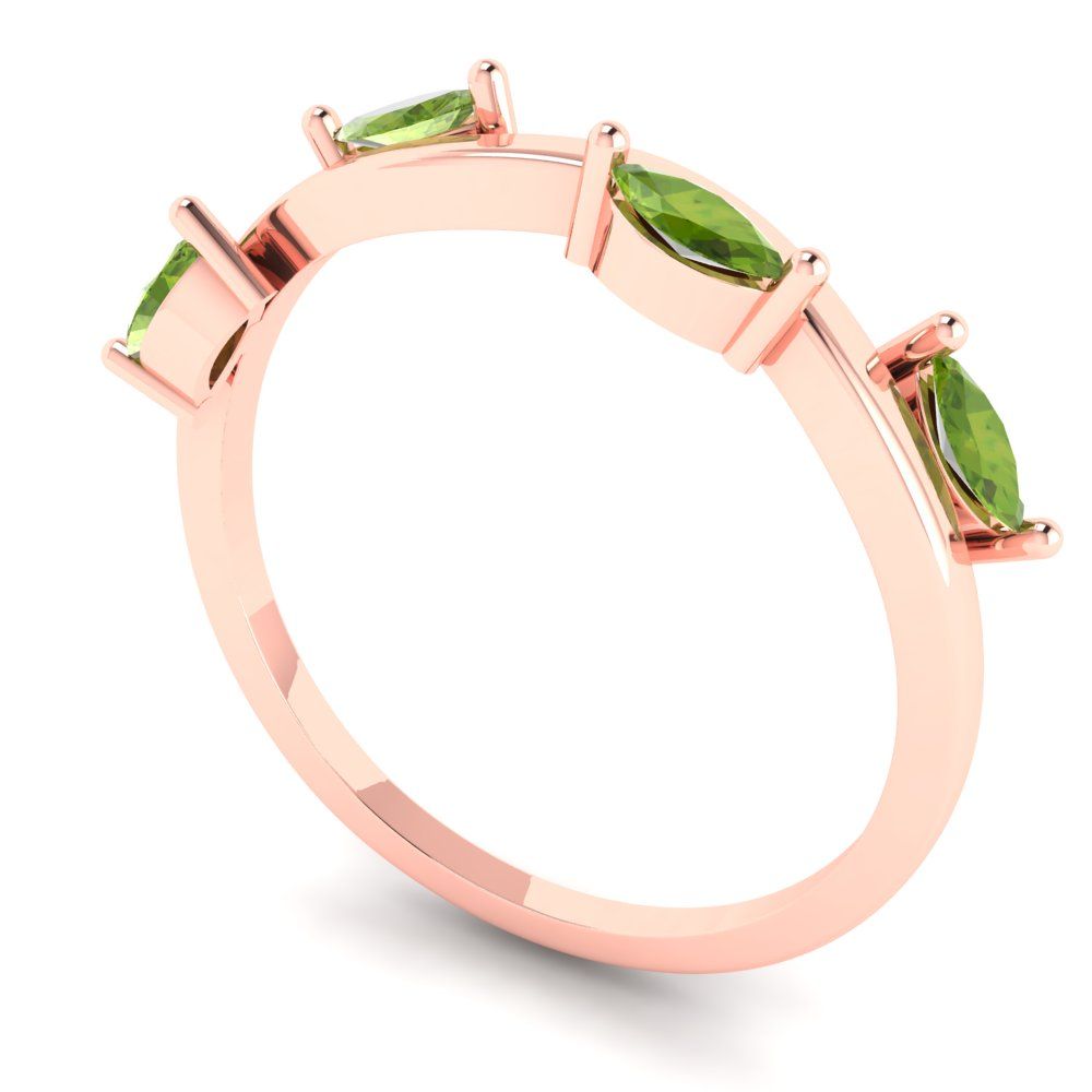 0.4 cttw Natural Peridot Marquise Cut Rose Gold Eternity Wedding Band