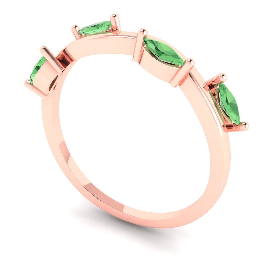 0.4 cttw Simulated Green Diamond Marquise Cut Rose Gold Eternity Wedding Band