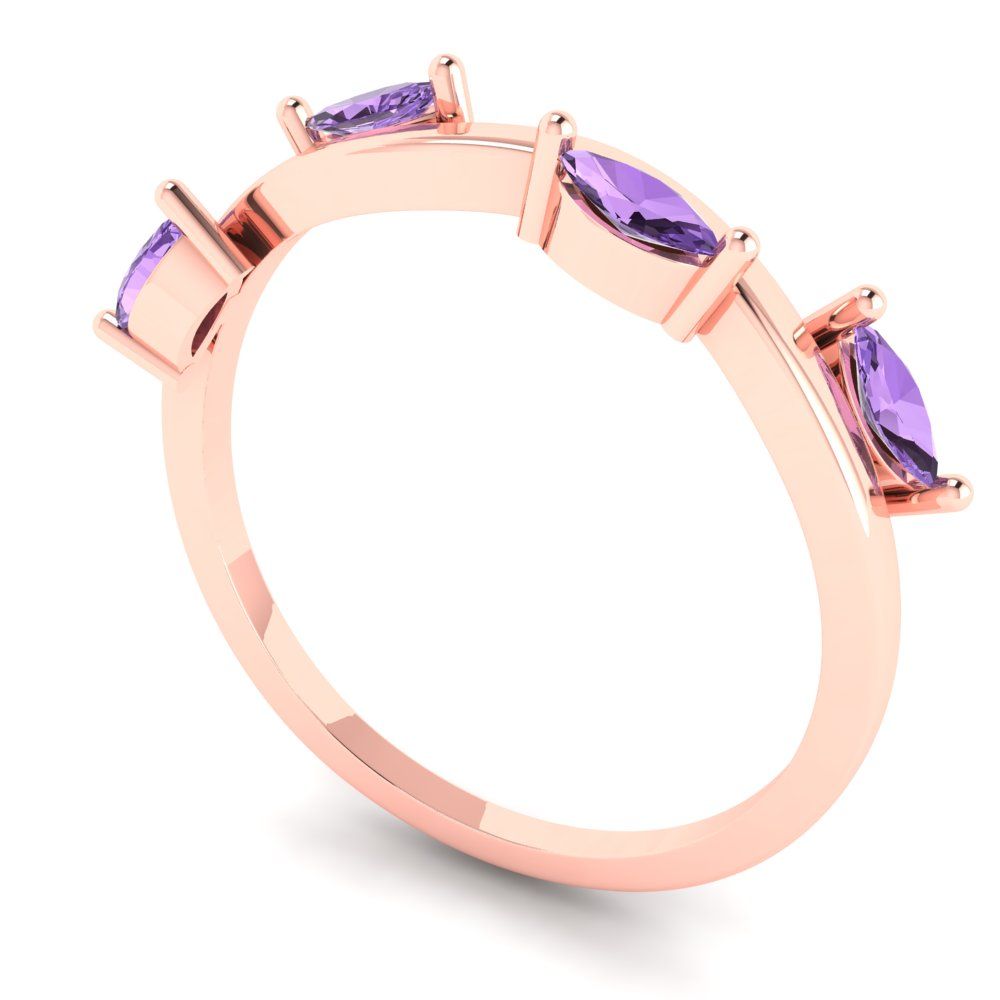 0.4 cttw Simulated Alexandrite Marquise Cut Rose Gold Eternity Wedding Band
