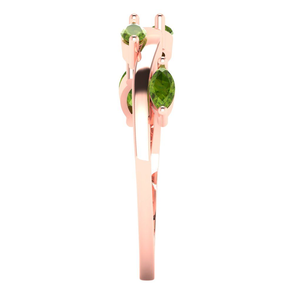 0.4 cttw Natural Peridot Marquise Cut Rose Gold Eternity Wedding Band