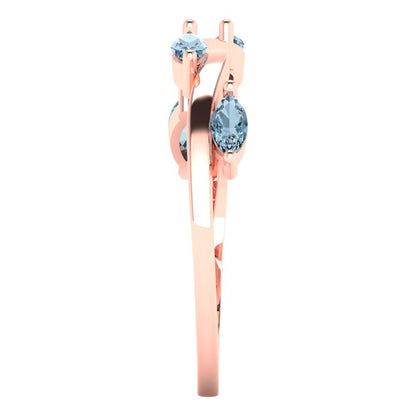 0.4 cttw Natural Sky Blue Topaz Marquise Cut Rose Gold Eternity Wedding Band