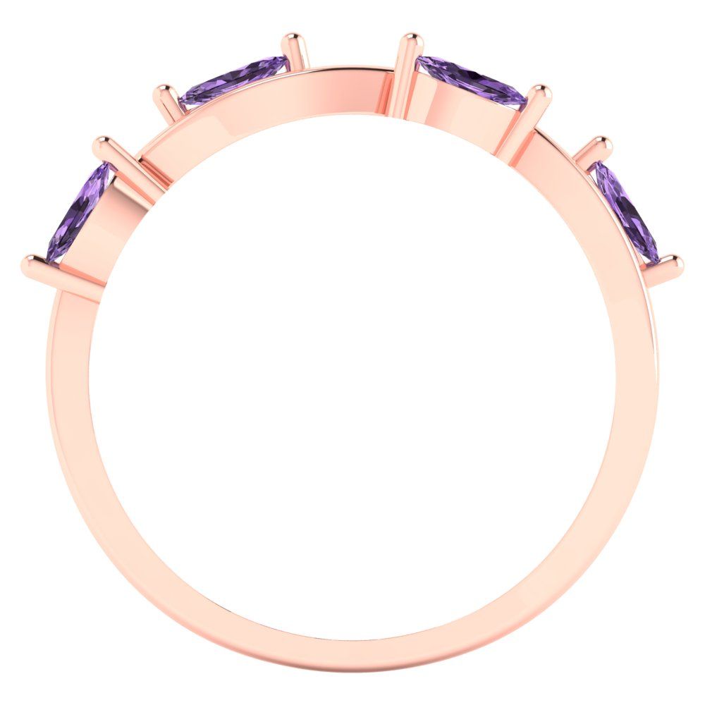 0.4 cttw Simulated Alexandrite Marquise Cut Rose Gold Eternity Wedding Band