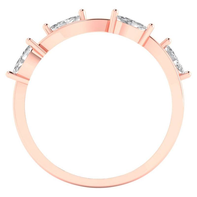 0.4 ct Brilliant Marquise Cut Natural Diamond Stone Clarity SI1-2 Color I-J Rose Gold Stackable Band