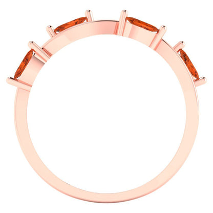 0.4 cttw Simulated Ruby Marquise Cut Rose Gold Eternity Wedding Band