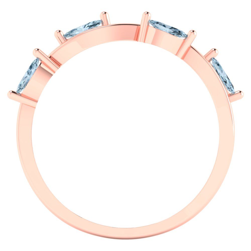 0.4 cttw Natural Sky Blue Topaz Marquise Cut Rose Gold Eternity Wedding Band