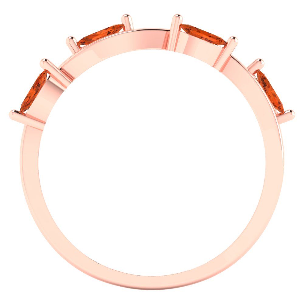 0.4 cttw Simulated Pink Tourmaline Marquise Cut Rose Gold Eternity Wedding Band
