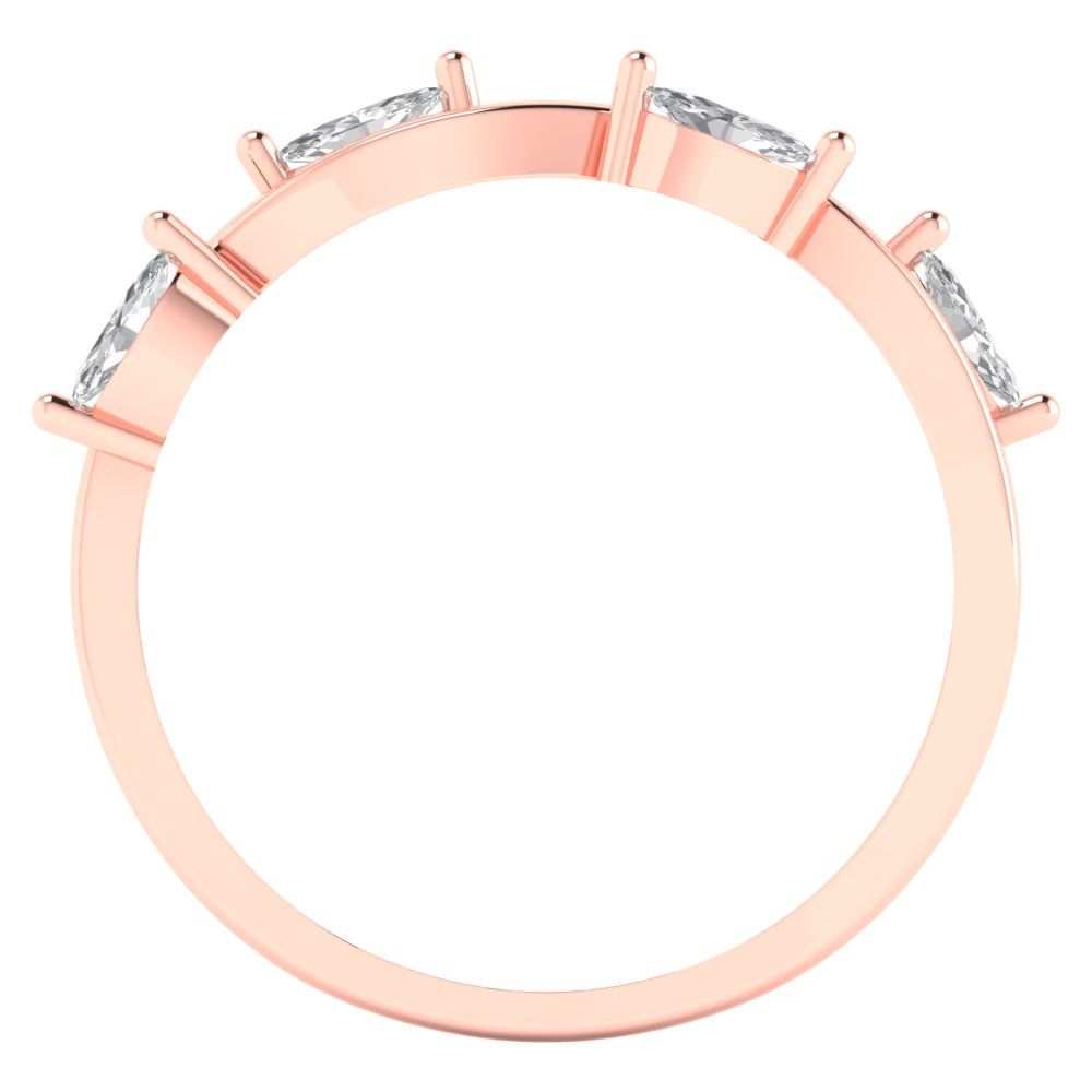 0.4 cttw Simulated Diamond Marquise Cut Rose Gold Eternity Wedding Band