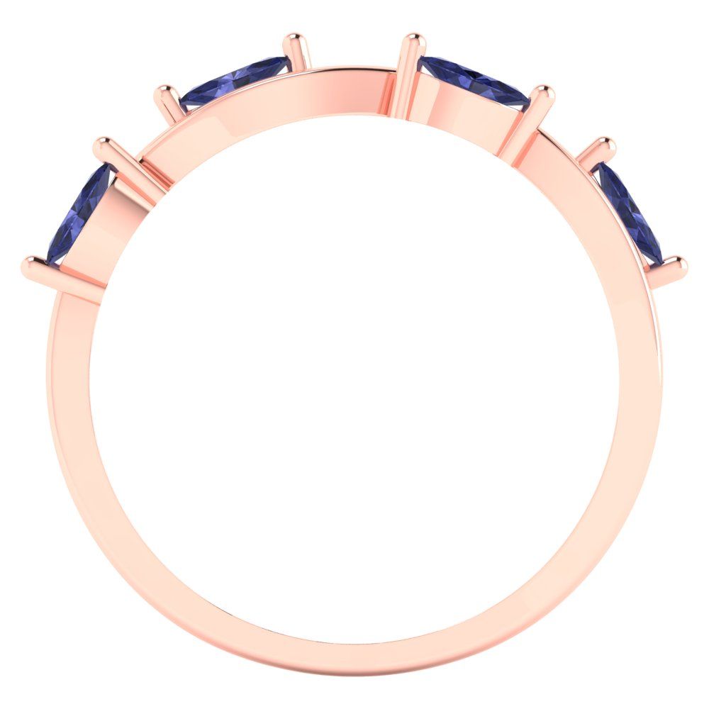 0.4 cttw Simulated Tanzanite Marquise Cut Rose Gold Eternity Wedding Band