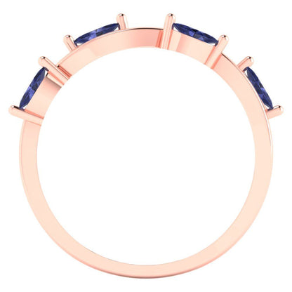 0.4 cttw Simulated Tanzanite Marquise Cut Rose Gold Eternity Wedding Band