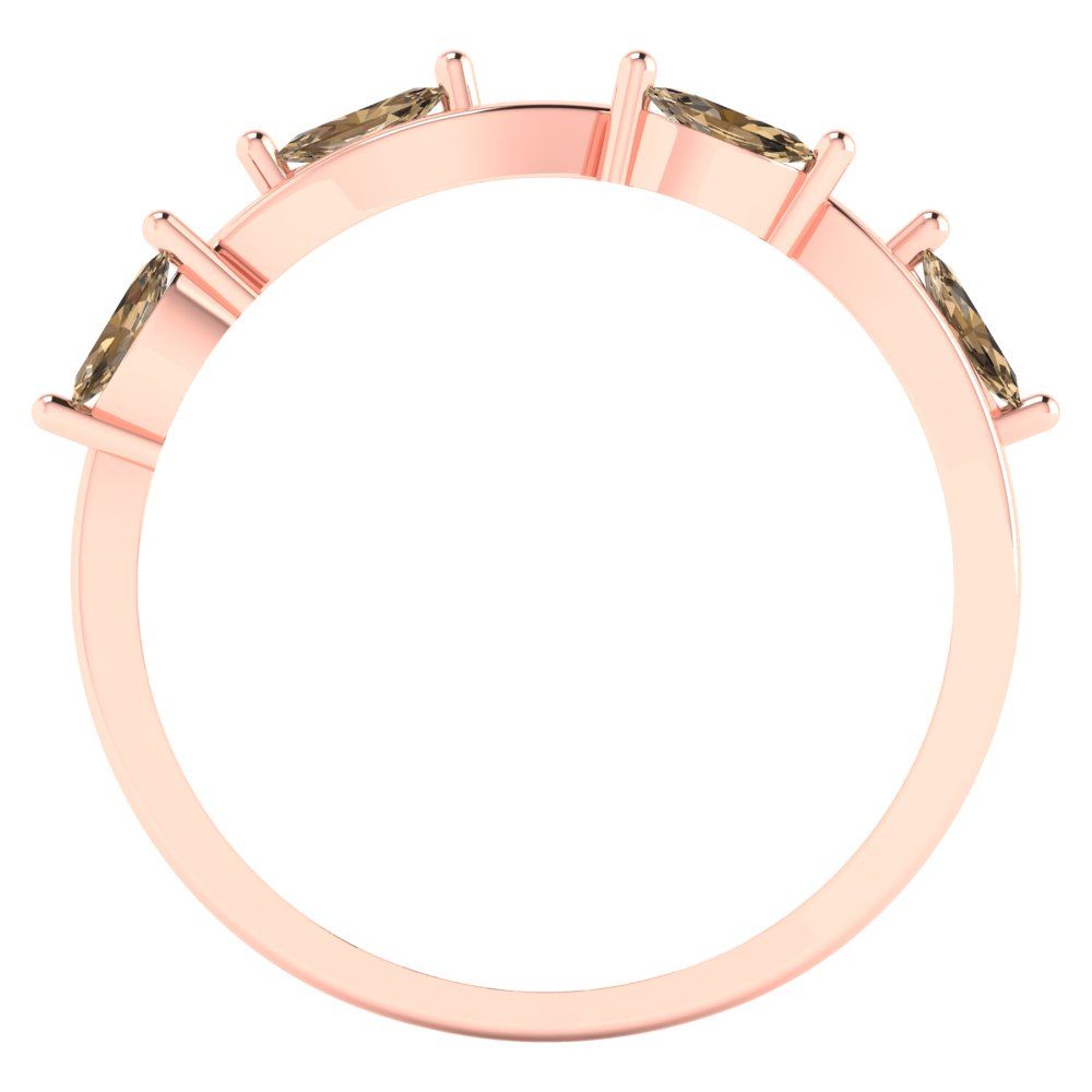 0.4 cttw Simulated Champagne Diamond Marquise Cut Rose Gold Eternity Wedding Band