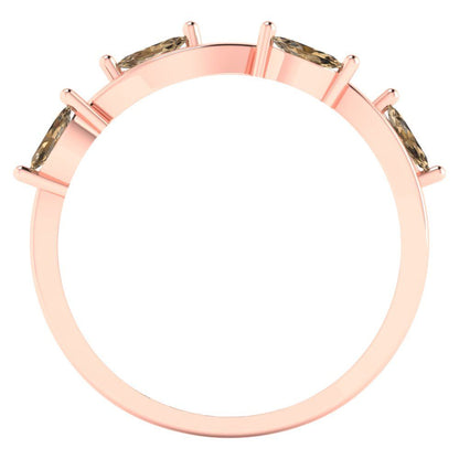 0.4 cttw Simulated Champagne Diamond Marquise Cut Rose Gold Eternity Wedding Band