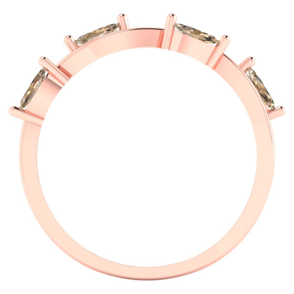 0.4 cttw Yellow Moissanite Marquise Cut Rose Gold Eternity Wedding Band