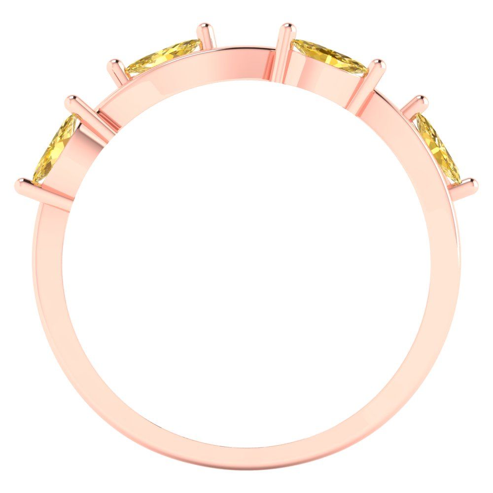 0.4 cttw Natural Citrine Marquise Cut Rose Gold Eternity Wedding Band
