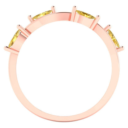 0.4 cttw Natural Citrine Marquise Cut Rose Gold Eternity Wedding Band