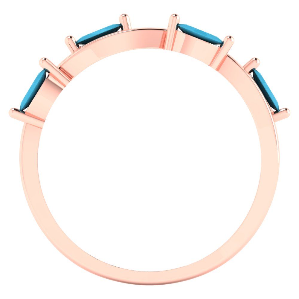0.4 cttw Simulated Turquoise Marquise Cut Rose Gold Eternity Wedding Band