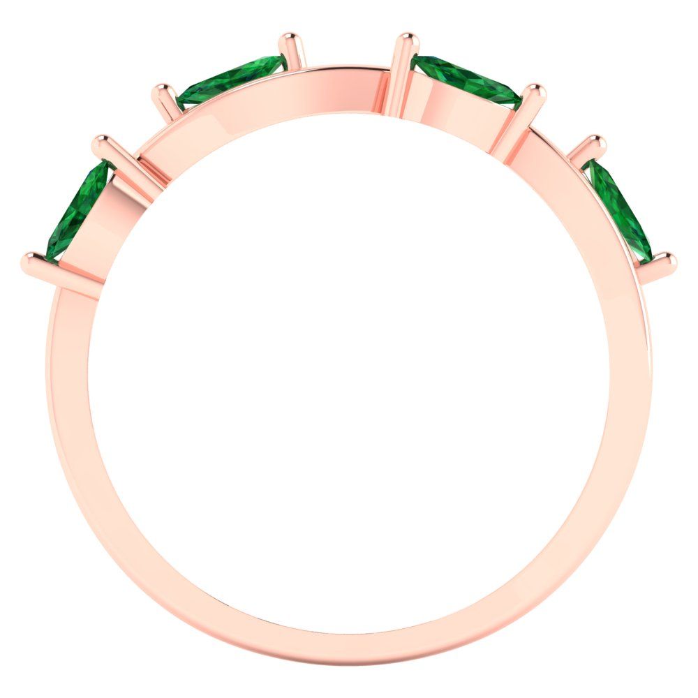0.4 cttw Simulated Emerald Marquise Cut Rose Gold Eternity Wedding Band