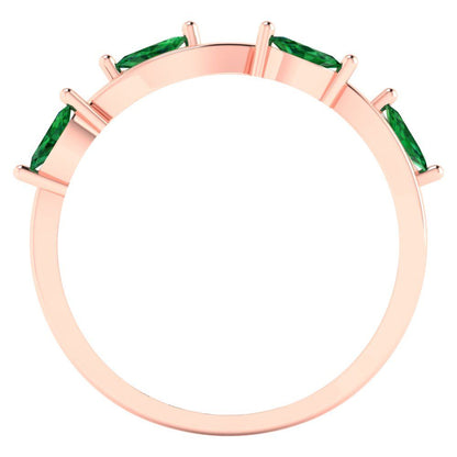 0.4 cttw Simulated Emerald Marquise Cut Rose Gold Eternity Wedding Band