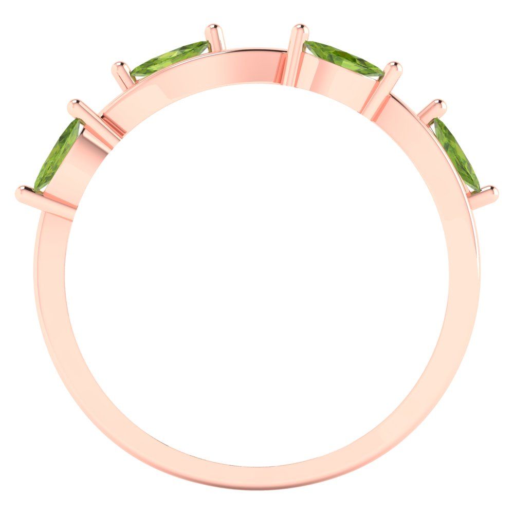 0.4 cttw Natural Peridot Marquise Cut Rose Gold Eternity Wedding Band
