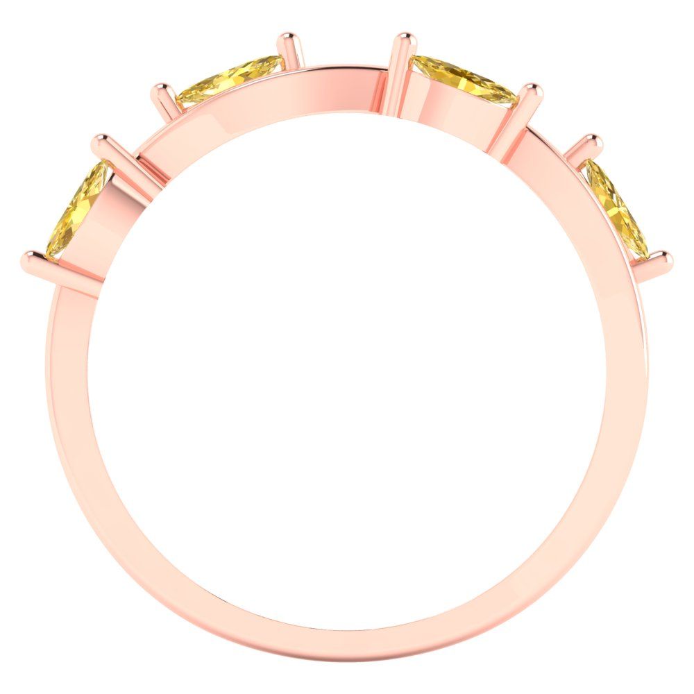 0.4 cttw Simulated Yellow Diamond Marquise Cut Rose Gold Eternity Wedding Band
