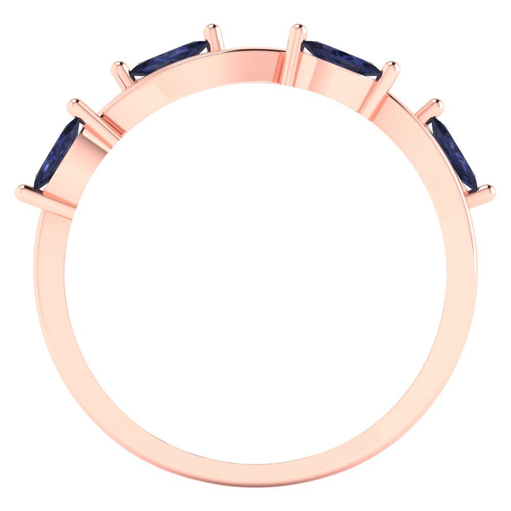 0.4 cttw Simulated Blue Sapphire Marquise Cut Rose Gold Eternity Wedding Band