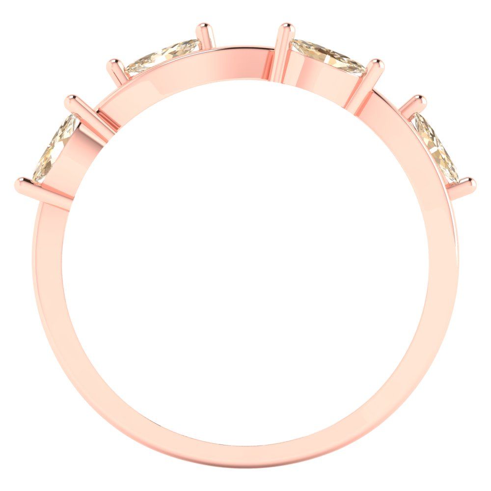 0.4 cttw Natural Morganite Marquise Cut Rose Gold Eternity Wedding Band