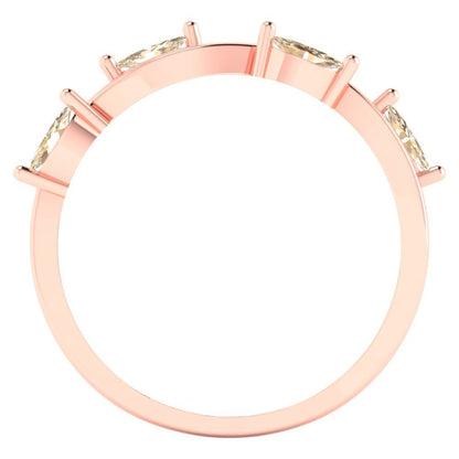 0.4 cttw Natural Morganite Marquise Cut Rose Gold Eternity Wedding Band