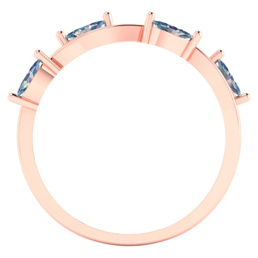 0.4 cttw Blue Moissanite Marquise Cut Rose Gold Eternity Wedding Band