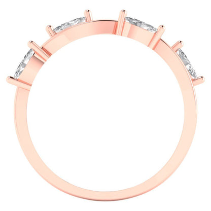 0.4 cttw White Sapphire Marquise Cut Rose Gold Eternity Wedding Band
