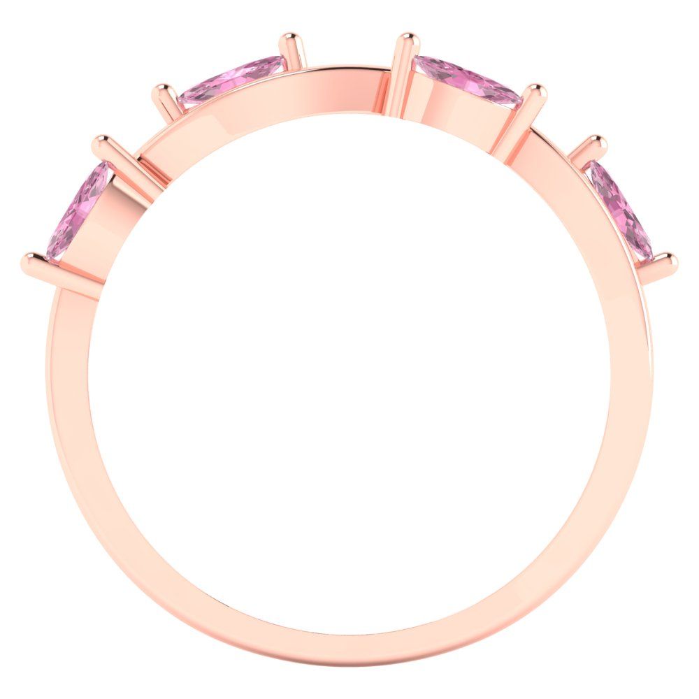 0.4 cttw Simulated Pink Diamond Marquise Cut Rose Gold Eternity Wedding Band