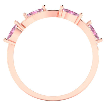 0.4 cttw Simulated Pink Diamond Marquise Cut Rose Gold Eternity Wedding Band
