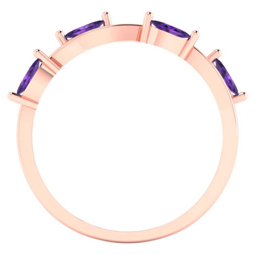 0.4 cttw Natural Amethyst Marquise Cut Rose Gold Eternity Wedding Band