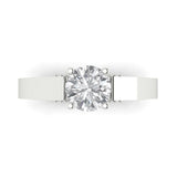 1.06 ct Brilliant Round Cut Natural Diamond Stone Clarity SI1-2 Color G-H White Gold Solitaire with Accents Ring