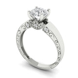 1.06 ct Brilliant Round Cut Natural Diamond Stone Clarity SI1-2 Color G-H White Gold Solitaire with Accents Ring