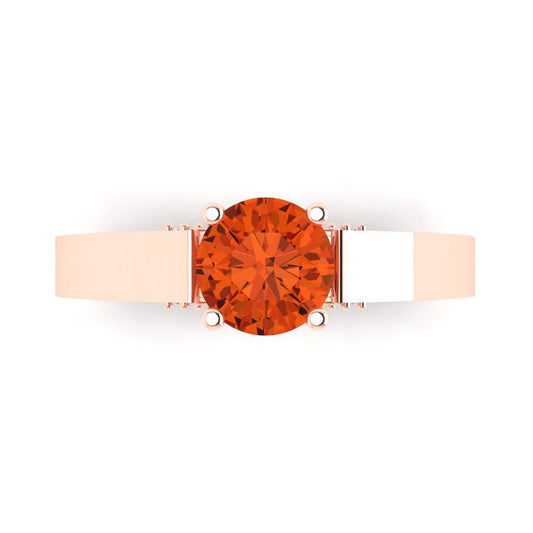 1.06 cttw Zirconia Simulated Red Diamond Solitaire with Zirconia Simulated Diamond Accents Engagement Ring - Solid Rose Gold (VVS1, Round Cut,6.5mm)