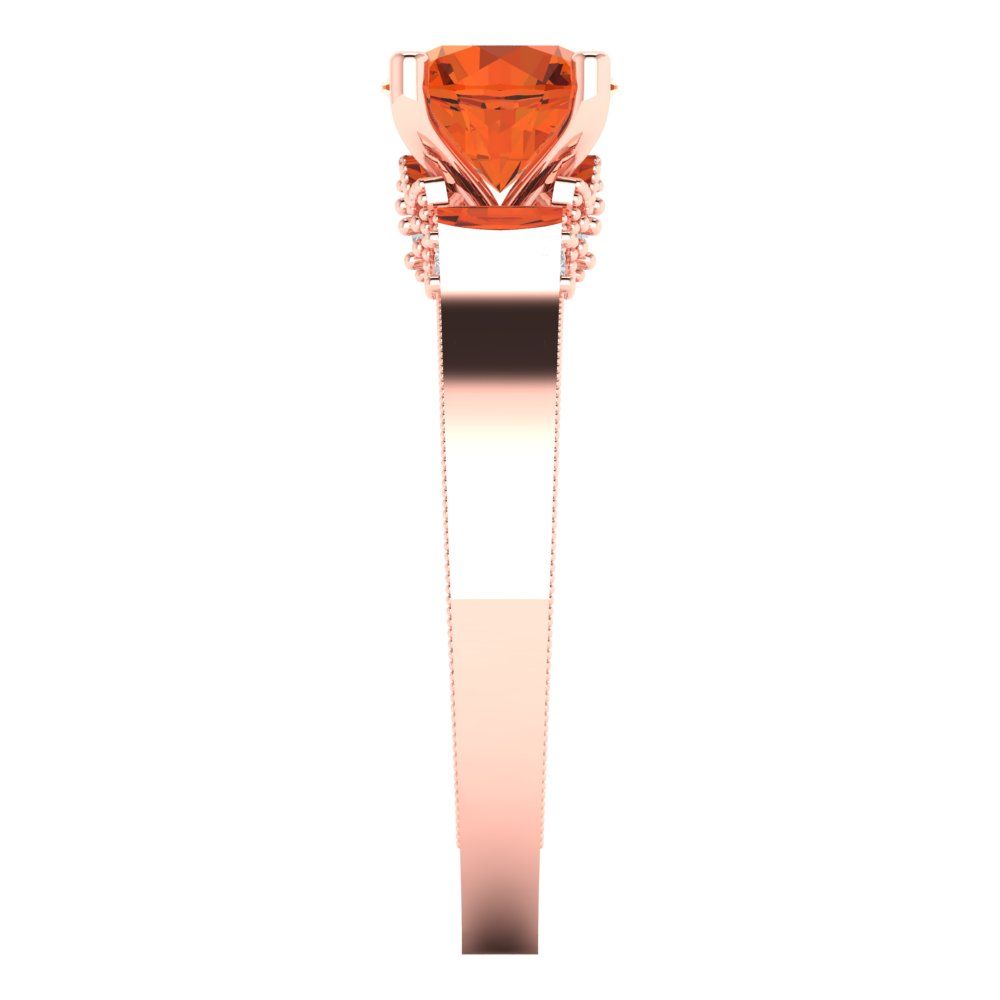 1.06 cttw Zirconia Simulated Red Diamond Solitaire with Zirconia Simulated Diamond Accents Engagement Ring - Solid Gold (VVS1, Round Cut,6.5mm)